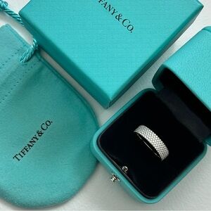 $11,900 Tiffany & Co. Metro Five Row Ring White Gold Diamonds Ring Band Size 7.5